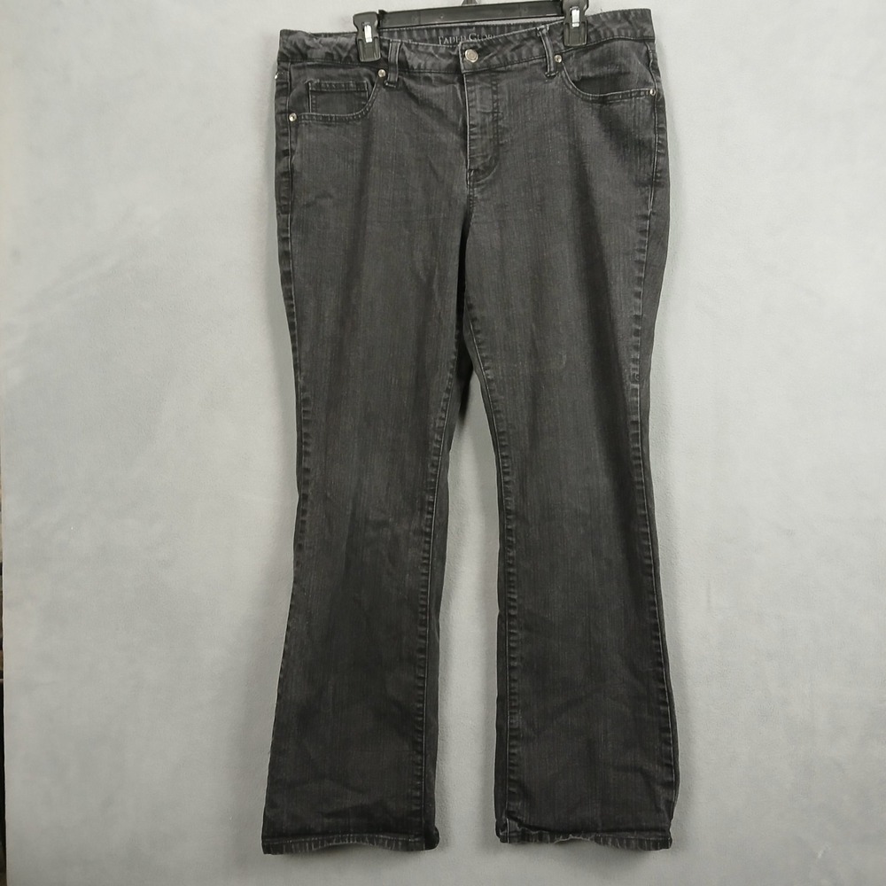 Faded Glory Jeans Womens 18 Black Denim Cotton Stretch Bootcut Leg Mid Rise